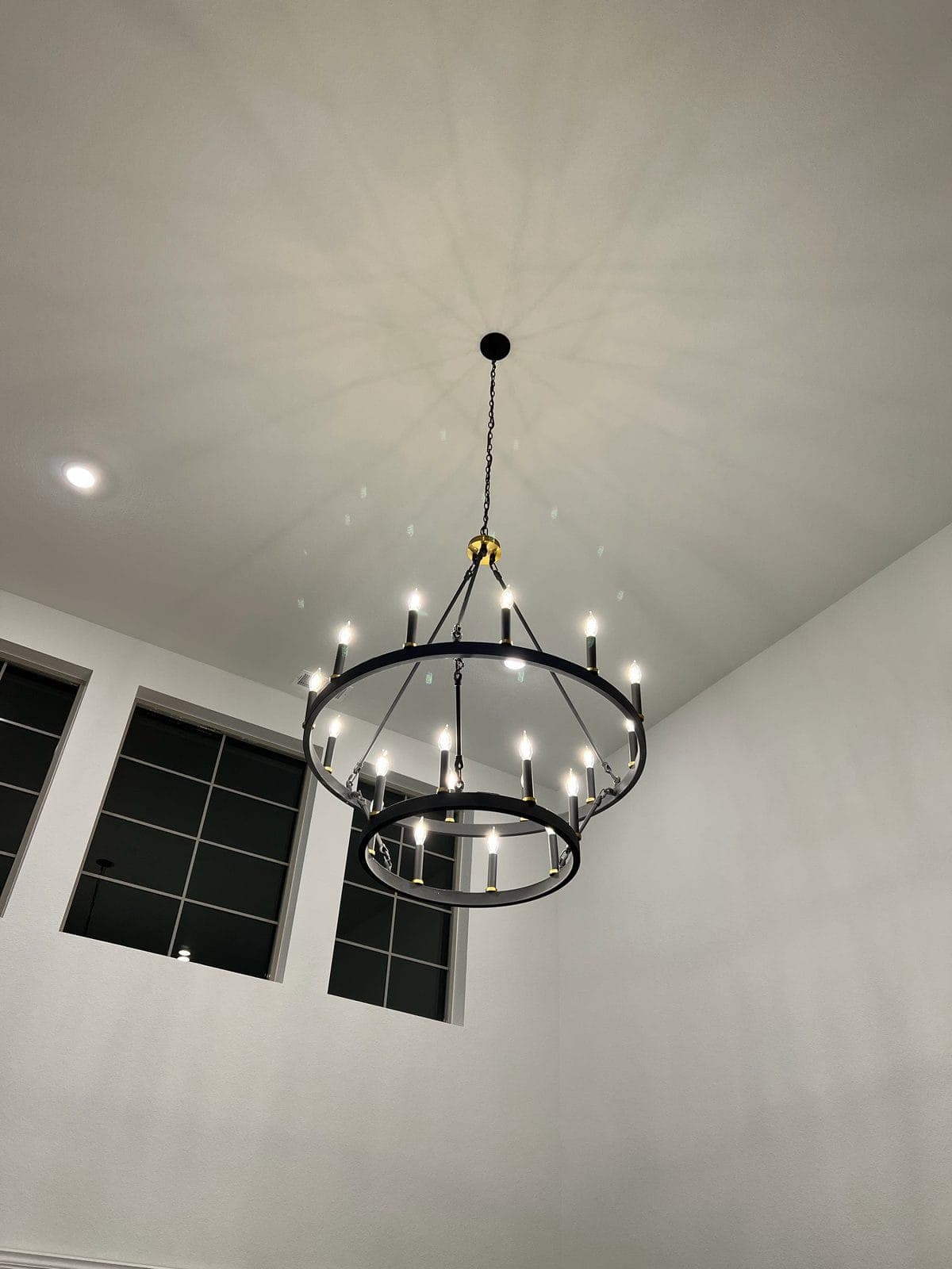 Statement chandelier install